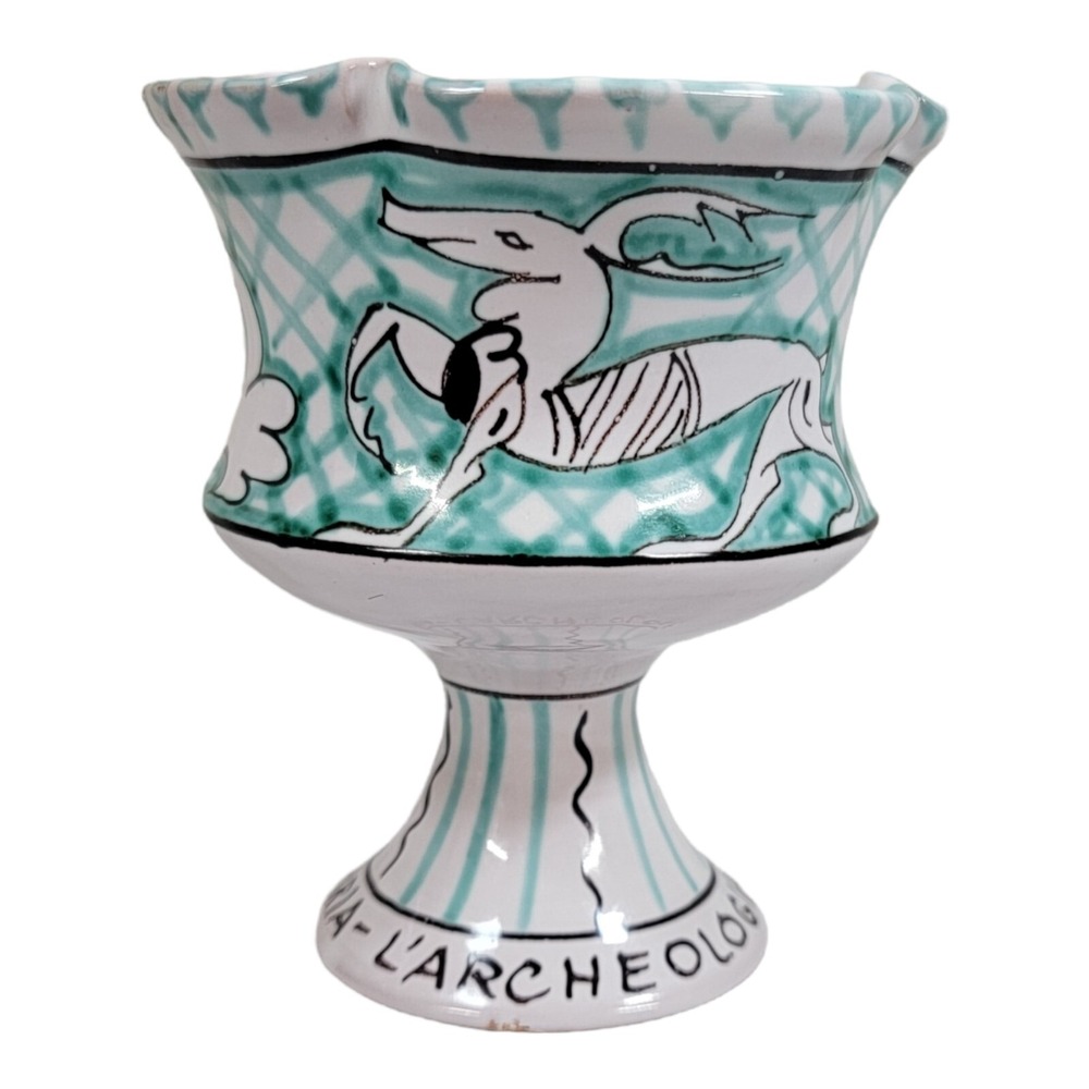 VINTAGE C.A.E.M. ORVIETO Green‎ ANTELOPE FOOTED DESSERT BOWLS Italy